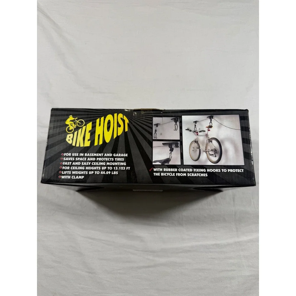 Bike Hoist Bicycle Ceiling Mount Black‎ NEW Ceiling Storage Pulley System